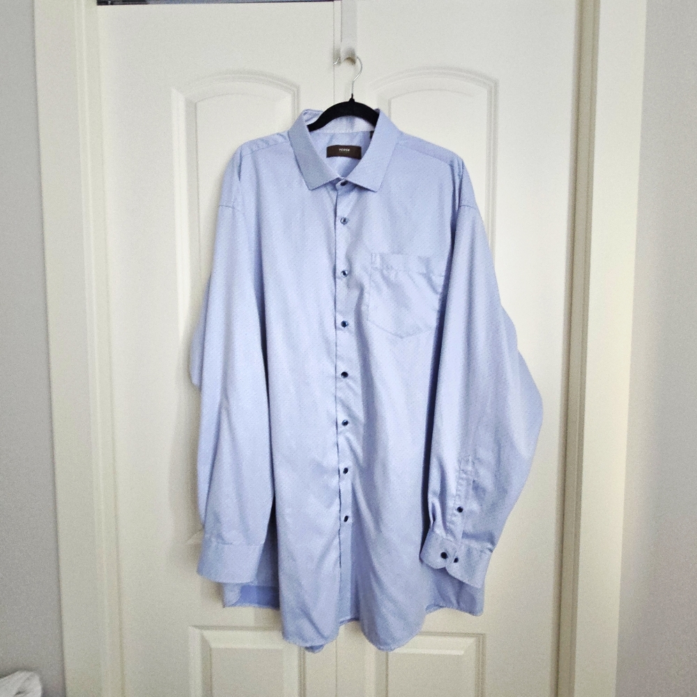 Eccolo Versa Men's Long Sleeve Dress Shirt Blue & Small Dots Sz Xl Neck 19